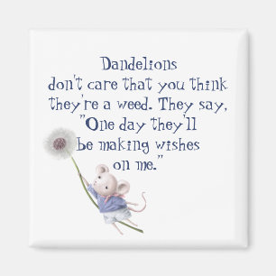 Cute Little Mouse Dandelion Inspirational Quote  Magnet