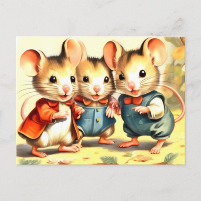 Cute Little Mouse Friends Postcard (Front)