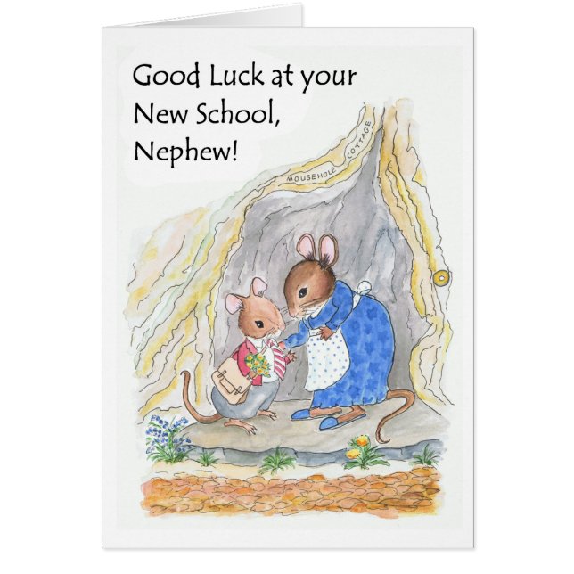 Cute Little Mouse Good Luck New School Nephew (Front)