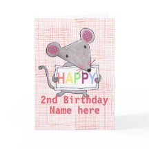 Cute little mouse says HAPPY BIRTHDAY
