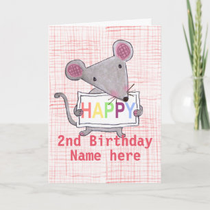Cute little mouse says HAPPY BIRTHDAY Card
