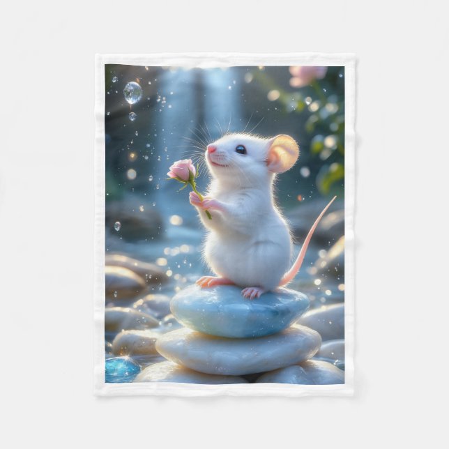 Cute Little Mouse Sherpa Throw Fleece Blanket (Front)