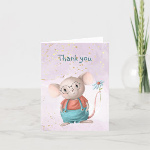 Cute Little Mouse Watercolor Thank you Card