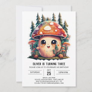 Cute Little Mushroom Fantasy Birthday Invitation