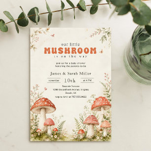 Cute Little Mushroom Woodland Baby Shower Invitation