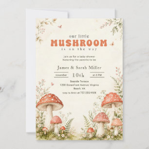 Cute Little Mushroom Woodland Baby Shower Invitation