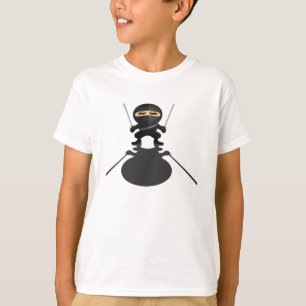 Cute Little Ninja Boy Dual Katana Cartoon Warrior T-Shirt