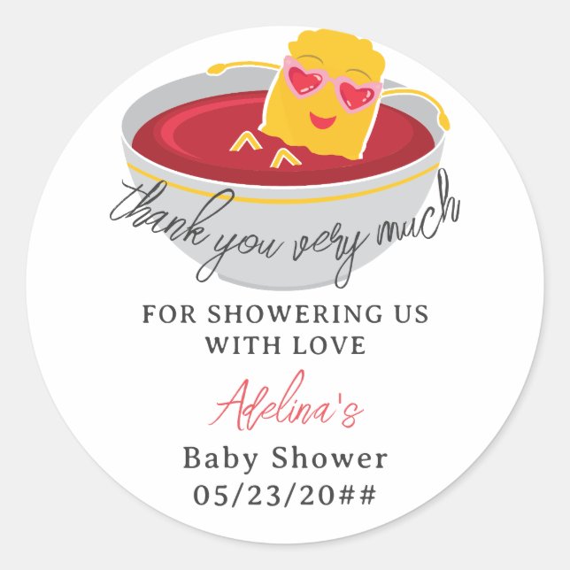 Cute Little Nugget Chicken Nugget Girl Baby Shower Classic Round Sticker (Front)