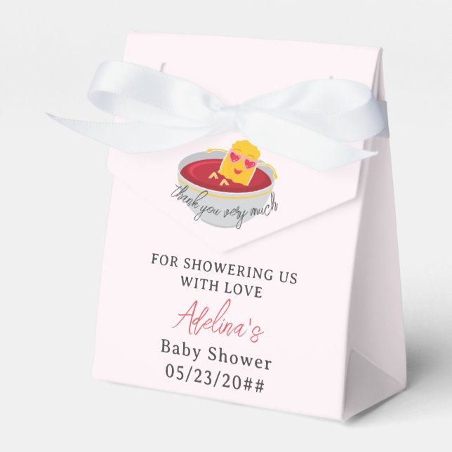 Cute Little Nugget Chicken Nugget Girl Baby Shower Favour Box (Front Side)