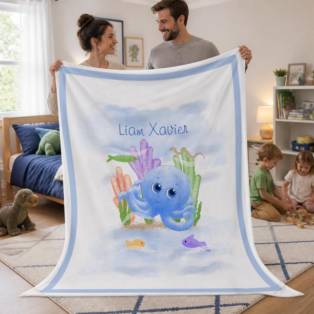 Cute Little Octopus Large Sherpa Fleece Blanket (Creator Uploaded)
