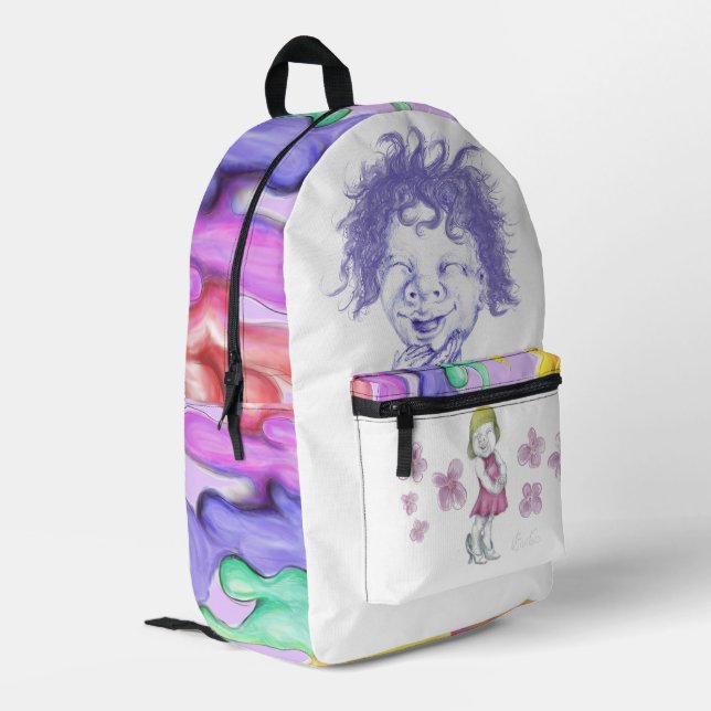 Cute little ones with running paint printed backpack (Back Corner Left)
