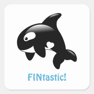 Cute Little Orca FINtastic (Fantastic) Square Sticker