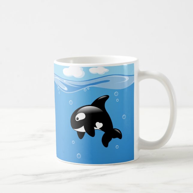 Cute Little Orca Whale in Ocean Coffee Mug (Right)