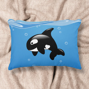 Cute Little Orca Whale in Ocean Decorative Cushion