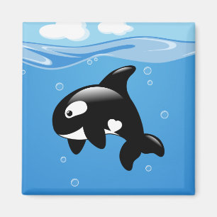 Cute Little Orca Whale in Ocean Magnet