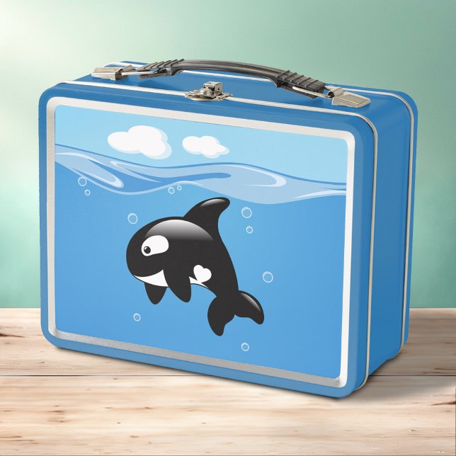 Cute Little Orca Whale in Ocean Metal Lunch Box (Creator Uploaded)