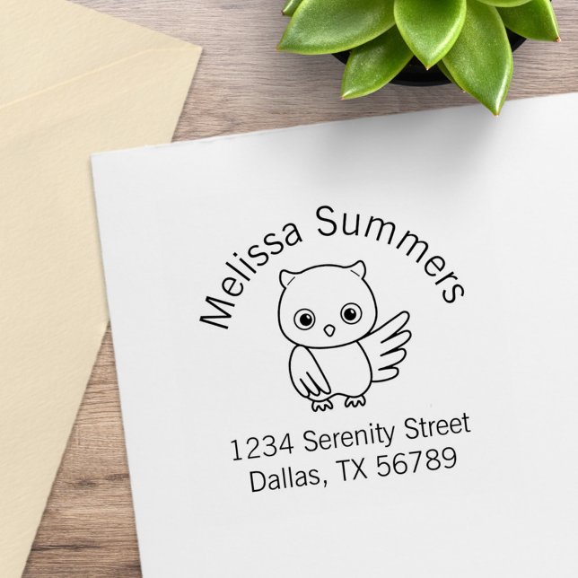 Cute Little Owl Address Rubber Stamp (Creator Uploaded)
