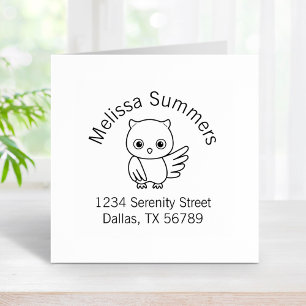 Cute Little Owl Address Rubber Stamp