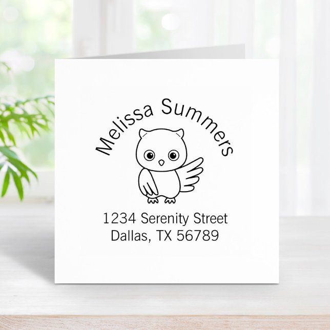 Cute Little Owl Address Rubber Stamp (Creator Uploaded)