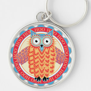 Cute Little Owl Colourful Bird Watcher's Funny Key Ring