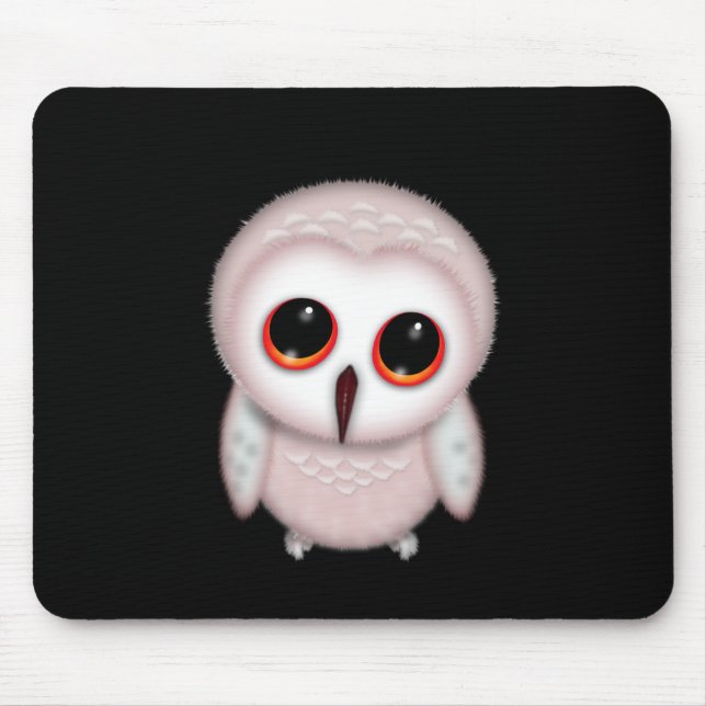 Cute Little Owl Illustration Mouse Pad (Front)
