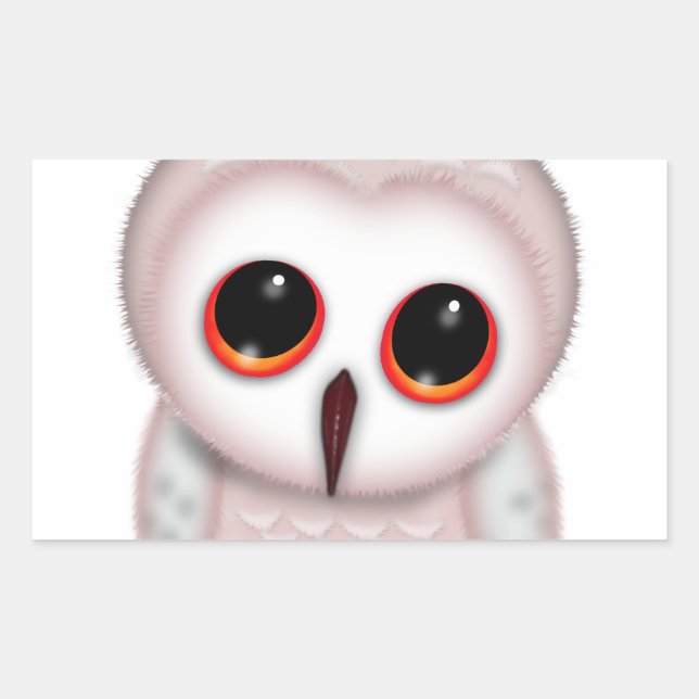 Cute Little Owl Illustration Rectangular Sticker (Front)