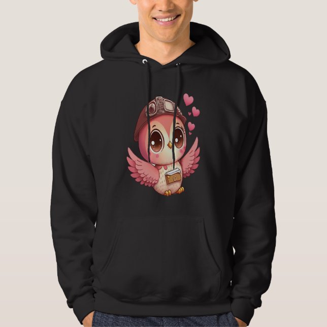 Cute Little Owl Valetines Animal Love  8 Hoodie (Front)
