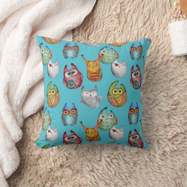 Cute little owls all-over design cushion (Blanket)