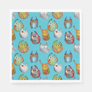 Cute little owls all-over design napkin