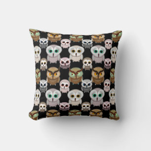 Cute Little Owls Illustrated Art Pattern Cushion