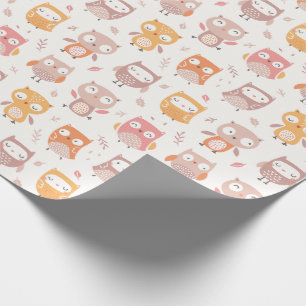 Cute Little Owls in muted colours Wrapping Paper
