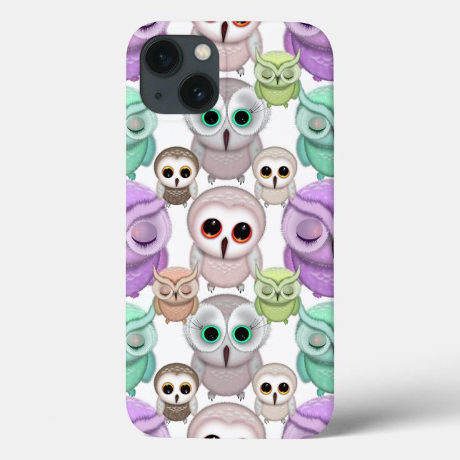 Cute Little Owls in Pastel Colours Case-Mate iPhone Case (Back)
