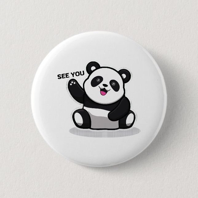cute little panda 6 cm round badge (Front)