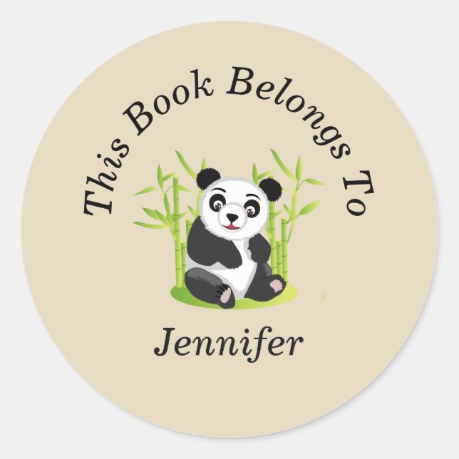 Cute Little Panda Back to School Classic Round Sticker (Front)