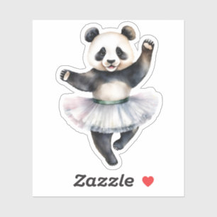 Cute little panda ballerina dancing ballet