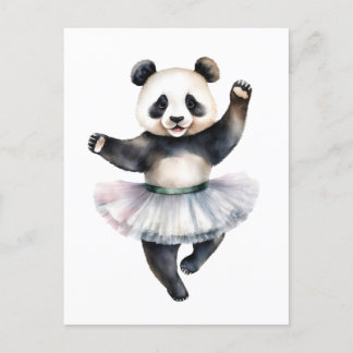 Cute little panda ballerina dancing ballet holiday postcard