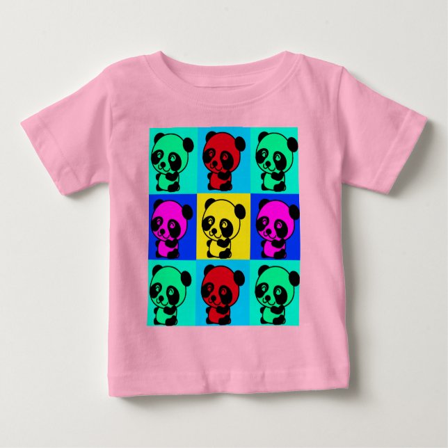 Cute Little Panda Bear Art Baby T-Shirt (Front)