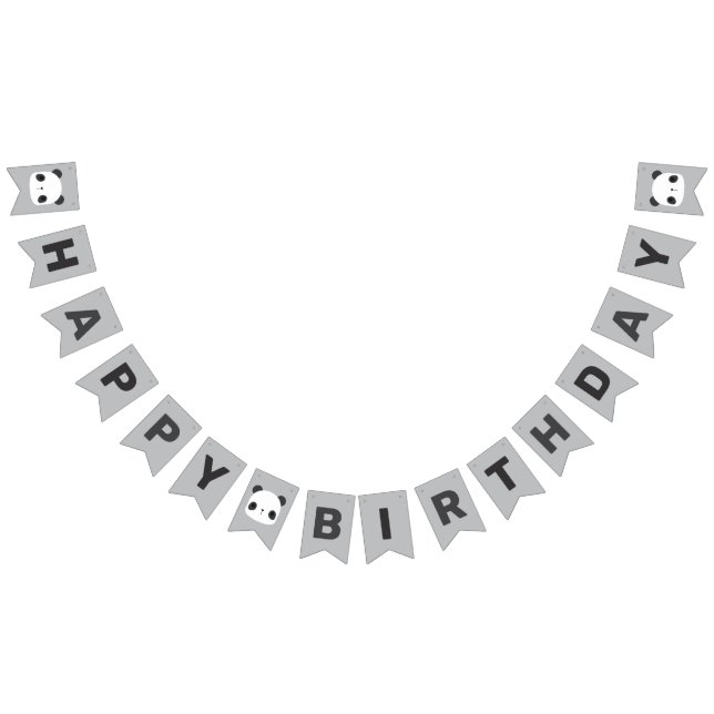 Cute Little Panda Bear Birthday Bunting Flags (All)