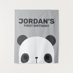 Cute Little Panda Bear Birthday Tapestry