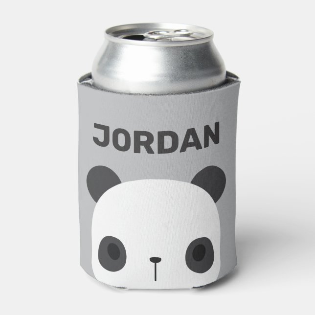Cute Little Panda Bear with Personalised Name Can Cooler (Can Front)