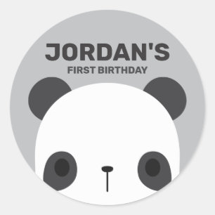 Cute Little Panda Bear with Personalised Name Classic Round Sticker