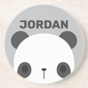 Cute Little Panda Bear with Personalised Name Coaster