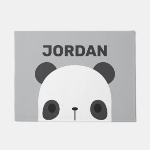 Cute Little Panda Bear with Personalised Name Doormat