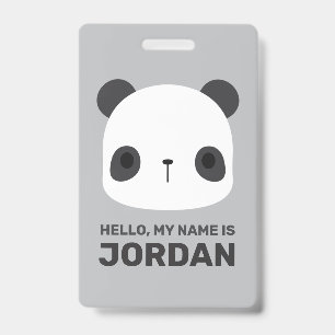 Cute Little Panda Bear with Personalised Name ID Badge