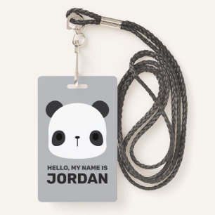 Cute Little Panda Bear with Personalised Name ID Badge