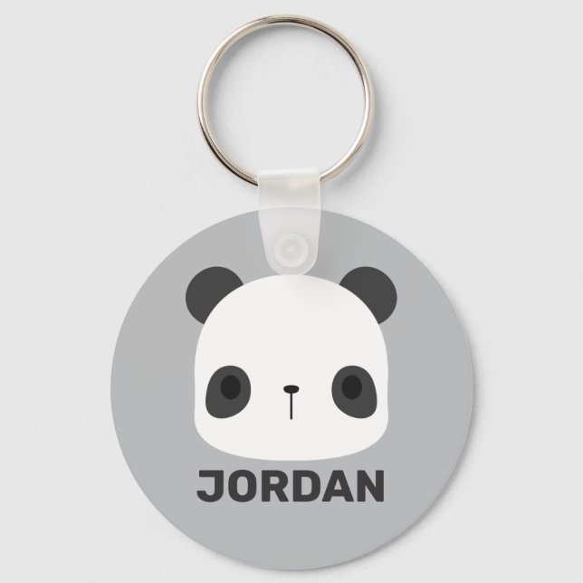 Cute Little Panda Bear with Personalised Name Key Ring (Front)