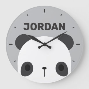 Cute Little Panda Bear with Personalised Name Large Clock