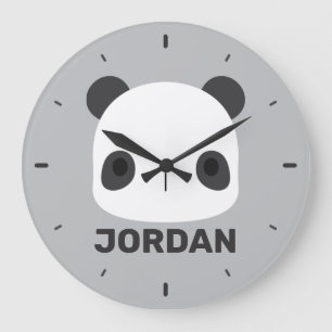 Cute Little Panda Bear with Personalised Name Large Clock