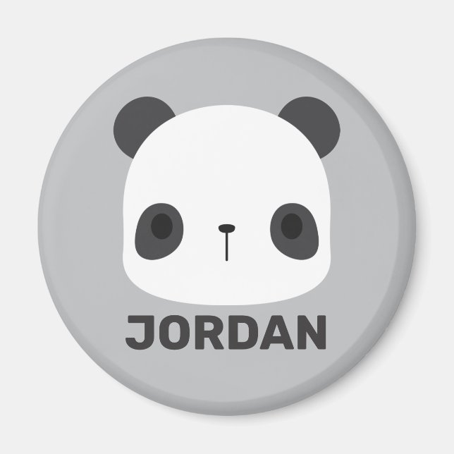 Cute Little Panda Bear with Personalised Name Magnet (Front)