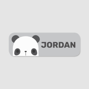 Cute Little Panda Bear with Personalised Name Name Tag
